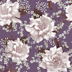 Floral pattern. Flower seamless background. Flourish ornamental garden. 