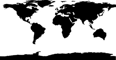 Black World Map Vector Illustration.