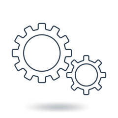 Outline Gear Icon. Teamwork symbol. Flat style. Vector illustration isolated on white background.