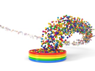 plastic balls filling a child pool. 3d illustration