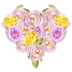 Greeting card with Valentine's day: heart of roses 