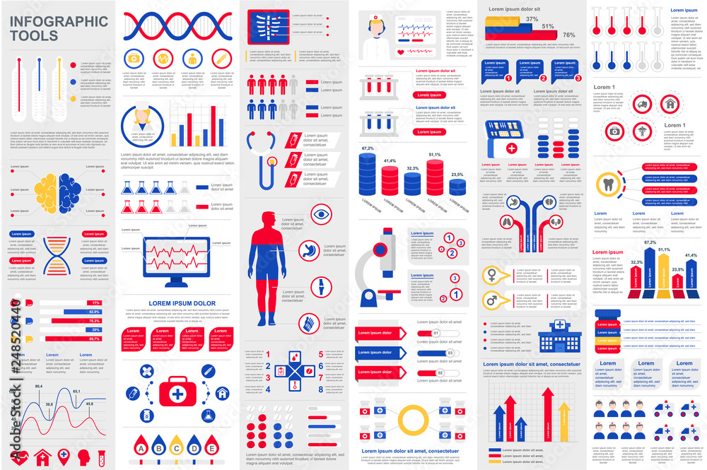 Poster medical infographic elements data visualization vector design template. can be used for steps, optio