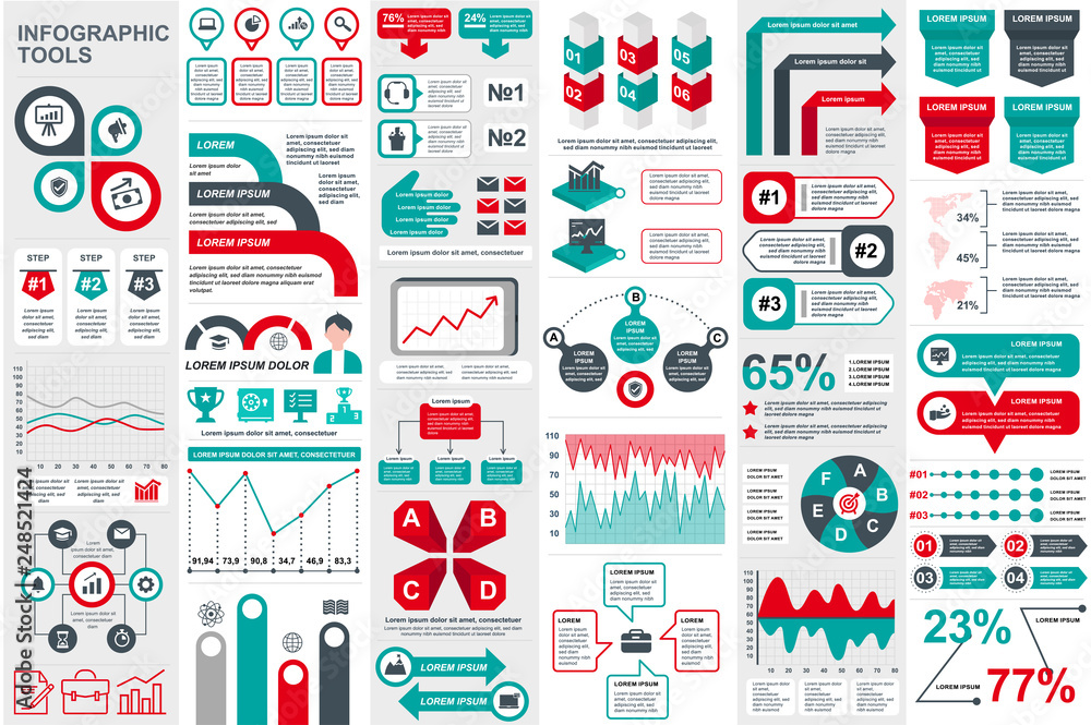 Fototapete infographic elements data visualization vector design template. can be used for steps, options, busi