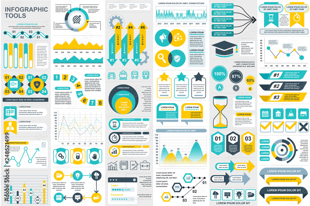 Fototapete infographic elements data visualization vector design template. can be used for steps, options, busi