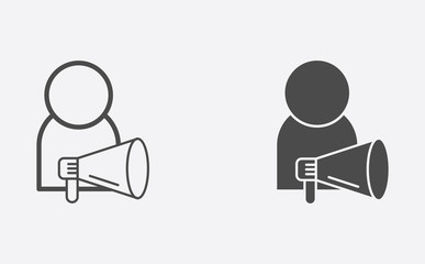Announcement outline and filled vector icon sign symbol