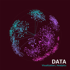 Data clustering visualization. Big data complexity concept. Analytics abstract concept. Volumetric data representation.