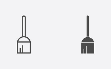 Broom outline and filled vector icon sign symbol