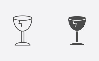 Broken fragile outline and filled vector icon sign symbol