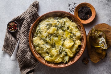 vegan pizzoccheri  dish. an adapted recipe from Italian cuisine. healthy gluten free nutrition