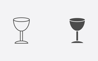 Fragile outline and filled vector icon sign symbol