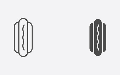 Hot dog outline and filled vector icon sign symbol