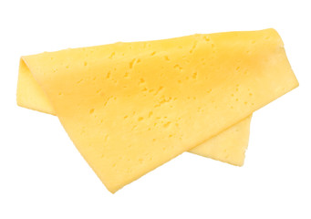 cheese slices isolated on white background. top view