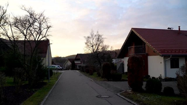 Image of modern houses in a quiet village, Heuchlingen, Germany.
