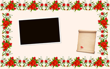 frame with flowers for Valentines Day