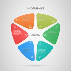 Process chart. Business data. Abstract element of chart, graph, diagram with 6 options, parts, processes. Infographics design vector and marketing icons.
