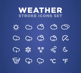 Weather icons stroke set - vector