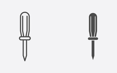 Screwdriver outline and filled vector icon sign symbol
