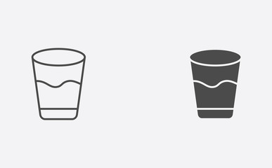 Water glasses outline and filled vector icon sign symbol