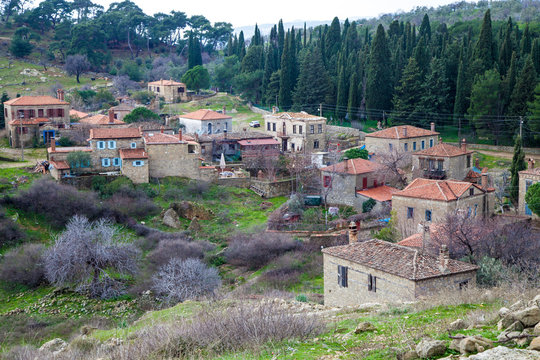 old stone village homes on ida mountains (adatepe village)
