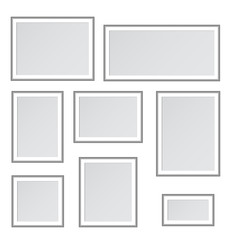 Illustration of a set of paintings on a white background. In flat style