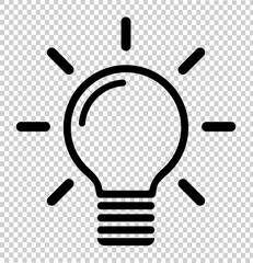 Illustration of light bulb on isolated background in flat style