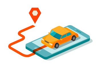 Fototapeta na wymiar Taxi service for mobile internet app. Vector illustration
