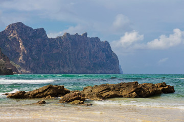 Obraz premium View of beautiful beach and sea bay in Cala San Vicente, Mallorca