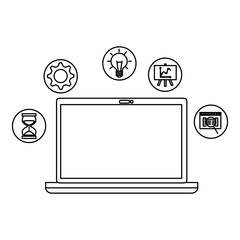 laptop with set business icons