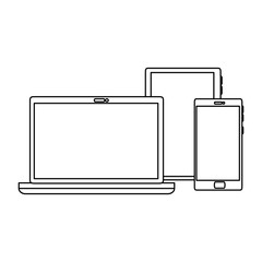 laptop with smartphone and tablet