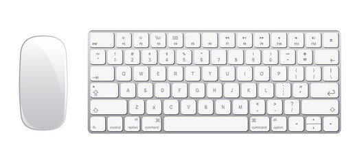 Keyboard and mouse in a realistic style. Vector illustration - obrazy, fototapety, plakaty