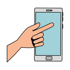 hand with smartphone device