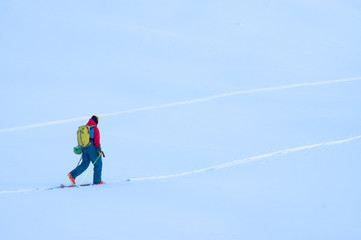 Ski tour in the Transylvanian Alps, Fagaras Mountains, Carpathians, Romania, Europe