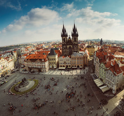 Obraz premium View from the Town Hall on Prague Old Town Square and Church of Mother of God in the Old Town quarter of Prague. Czech Republic.