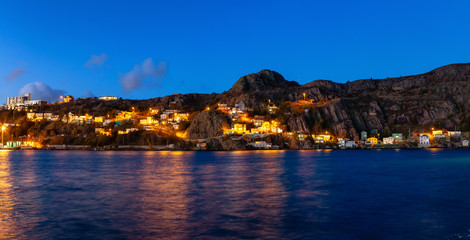 Panoramic view of the residential homes at The Battery in St. John's, Newfoundland and Labrador, Canada.