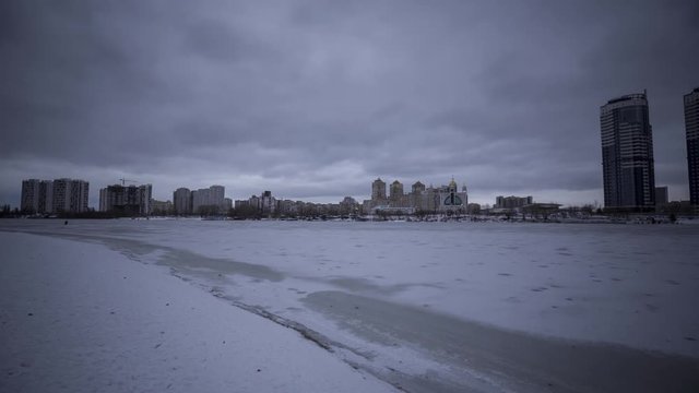 Timelapse, skyline, Kyiv, Ukraine.
