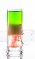 shots of colored layers of different alcohol
