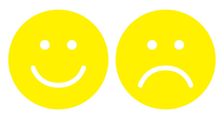 Happy and sad face icons.