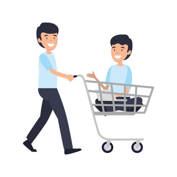 businessmen with shopping cart