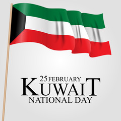 25 february  Kuwait national day  background Template design for card, banner, poster or flyer. Vector Illustration