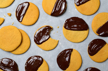 Cookies with Chocolate Glaze, Freshly Baked Cookies, Top View