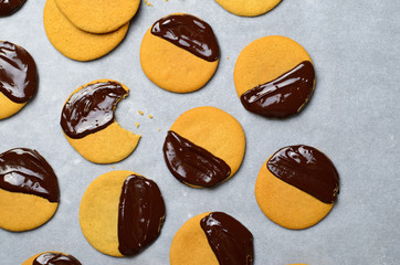 Cookies with Chocolate Glaze, Freshly Baked Cookies, Top View