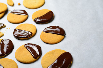 Cookies with Chocolate Glaze, Freshly Baked Cookies, Top View