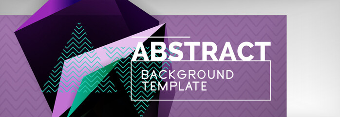 Triangular 3d geometric shapes composition, abstract background