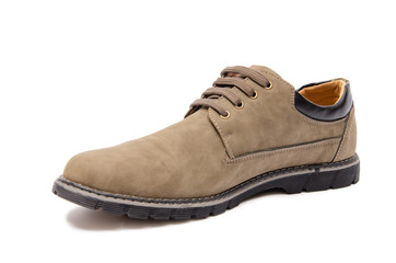 Brown suade shoes isolated on white background