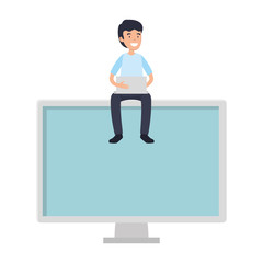 businessman with computer desktop