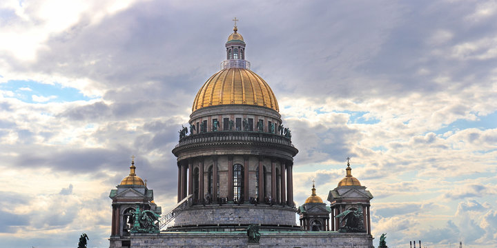 Saint Isaac's Cathedral in St. Petersburg higher viewing angle, Russia.