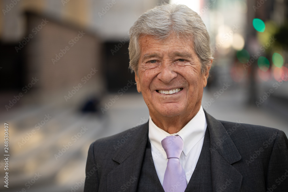 Canvas Prints Senior businessman in city smile happy face portrait