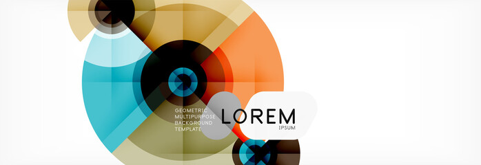 Minimal geometric circles and triangles abstract background, techno modern design, poster template