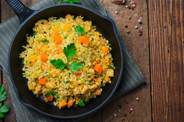 Bulgur with Pumpkin, Healthy Dinner, Vegetarian Food