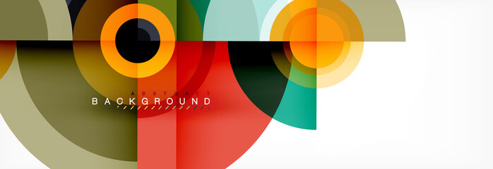 Obraz premium Minimal geometric circles and triangles abstract background, techno modern design, poster template